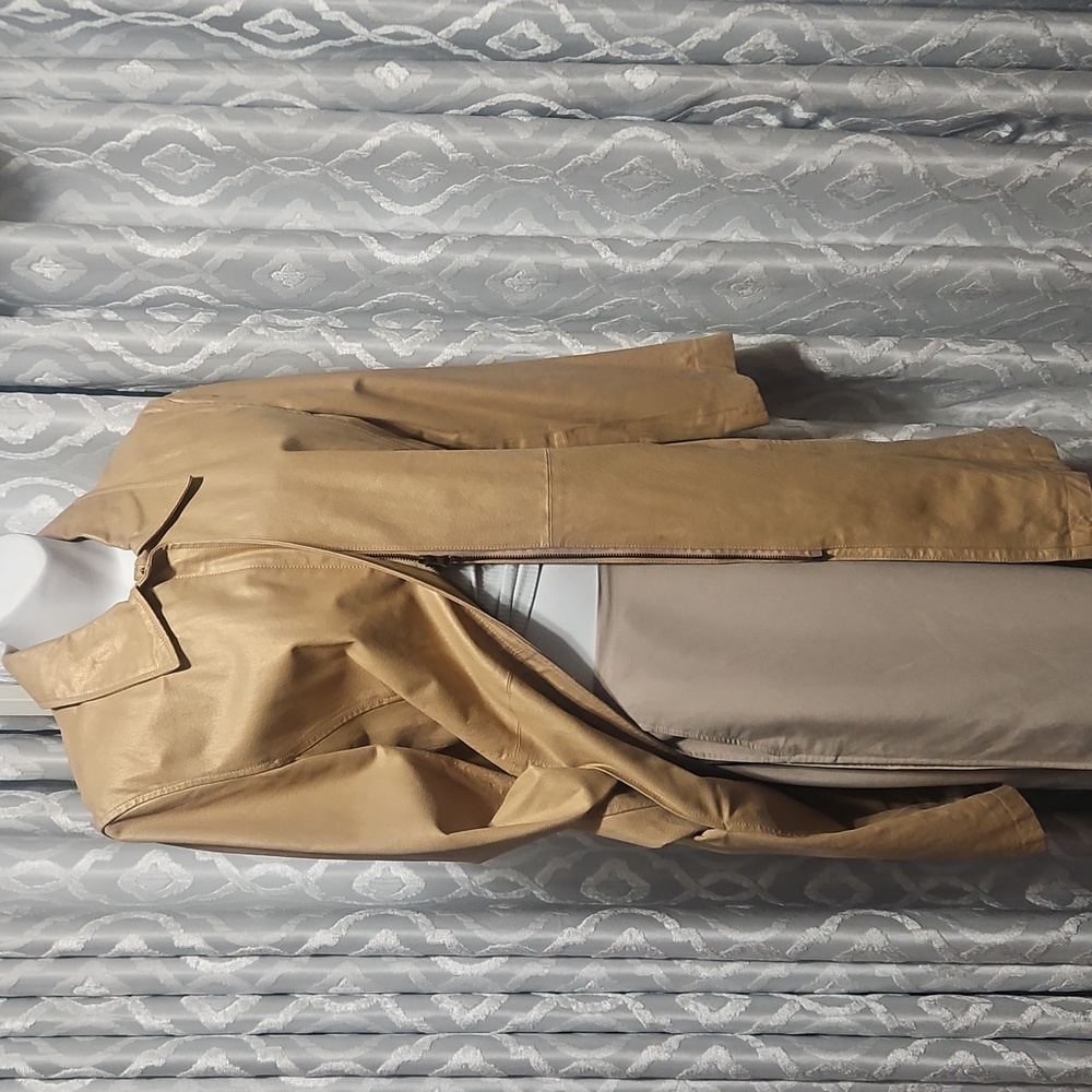 Vintage Genuine Leather Trench Coat By blushe Impressions With Two Way Zipper